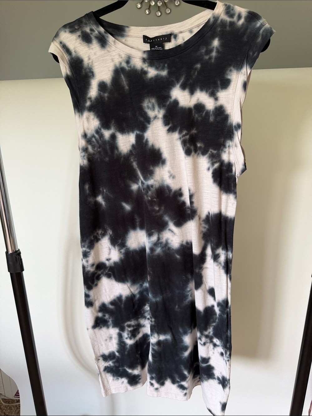 Black & White Tie-Dye Sleeveless Dress